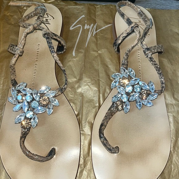 Giuseppe Zanotti crystal sandals size 37 bought in 2003 BARNEYS NY - Picture 2 of 9